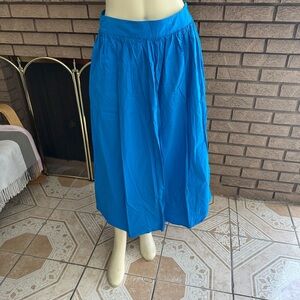 FRNCH Blue Pleated A-Line Midi Skirt